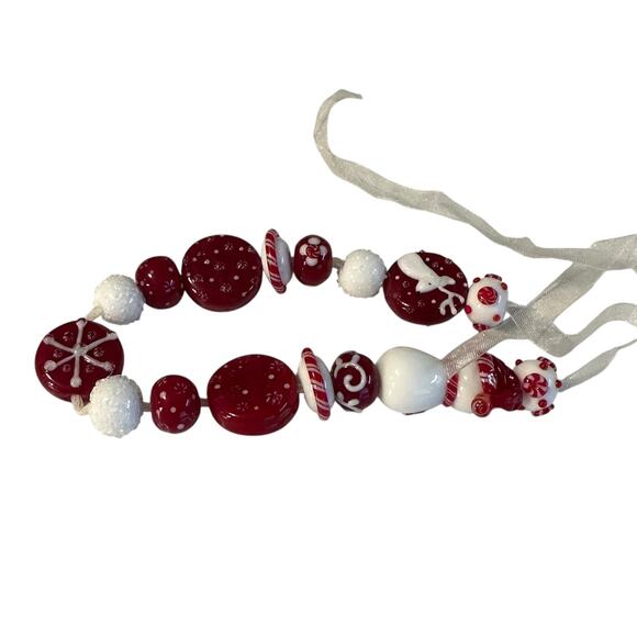 Handmade Lampwork Christmas Glass Bead Bracelet - Picture 1 of 4